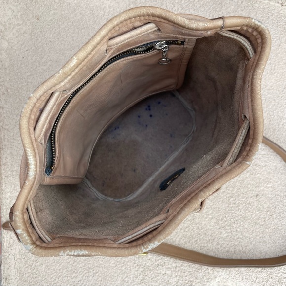 VTG COACH All Leather drawstring bucket bag in Natural/Neutral | USA 🇺🇸 1998 - Picture 9 of 11